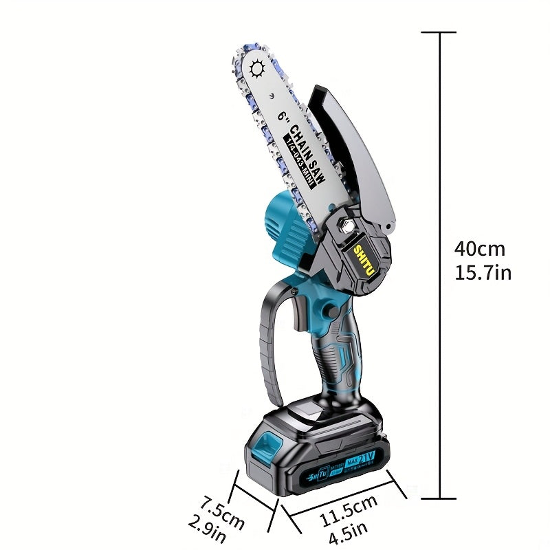 Mini Cordless Chainsaw, Lightweight & Portable Handheld Electric Tree Cutter with Splash Guard, Security Lock, Optional Rechargeable Battery, and Safe Trimming for Quick Cutting of Tree Branches, Courtyard, Household, and Garden, Gifts for Men