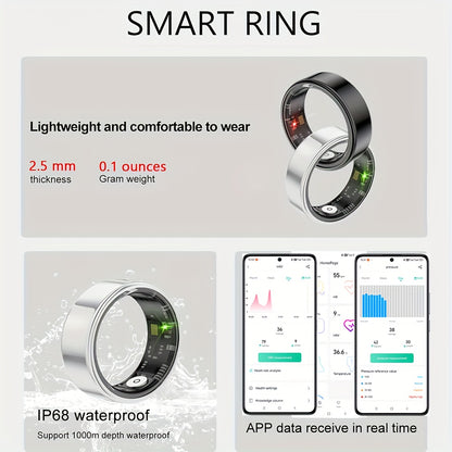 Smart Ring for Men Women, Activity and Fitness Tracker with Steps, Calories, Sleep Tracking, Exercise Monitoring for iPhone Android, IP68 Waterproof Smart Rings, Fitness Ring, Health Tracker Ring - Mother's Day Gifts, Birthday Gifts